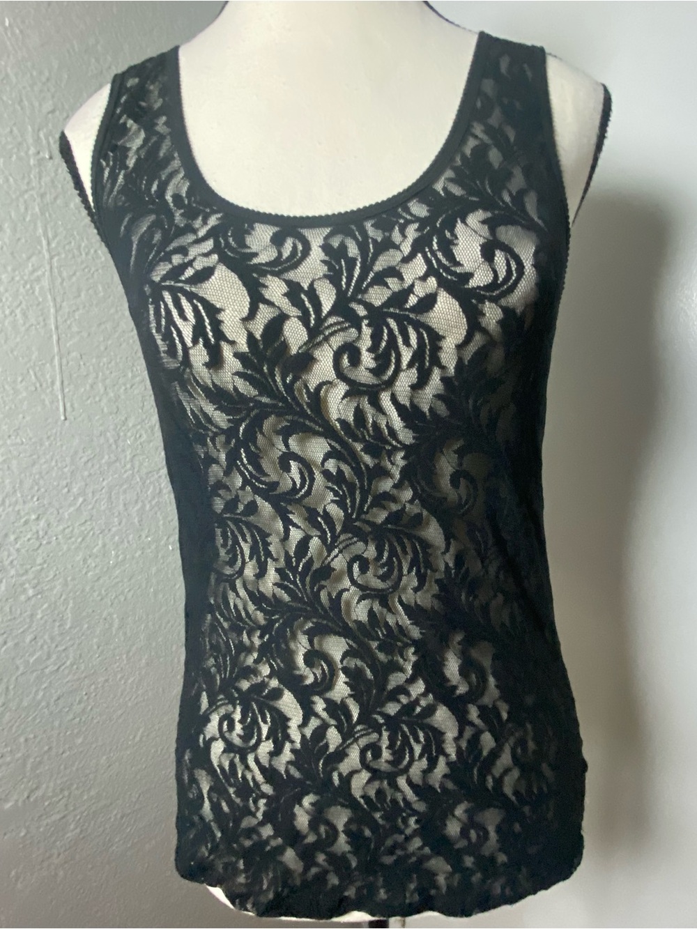 Calvin Klein Black Lace Tank Top Size Medium